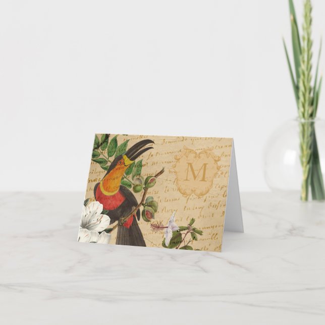 Personalised Tropical Monogram Note Card (Front)