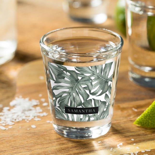 Personalised Tropical Monstera Leaf  Shot Glass (Creator Uploaded)
