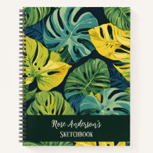Personalised Tropical Monstera Pattern Sketchbook 