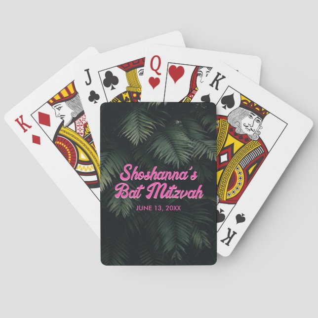 Personalised Tropical Neon Bat Mitzvah Favour Playing Cards (Back)