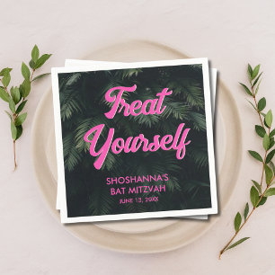 Personalised Tropical Neon Bat Mitzvah Napkins