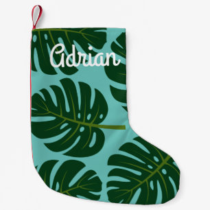 Personalised tropical palm leaves Holiday decor Small Christmas Stocking