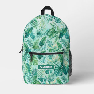 Personalised Tropical Palm Leaves Printed Backpack