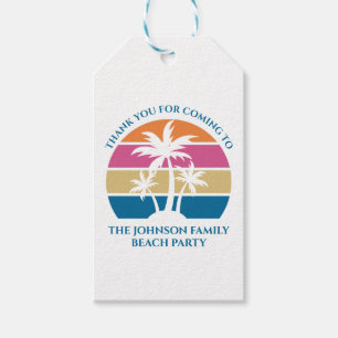 Personalised Tropical Palm Tree Sunset Beach Party Gift Tags
