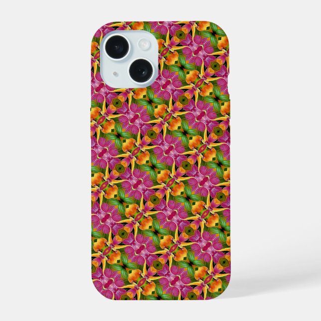 Personalised Tropical Paradise Boho Monogram  iPhone 15 Case (Back)