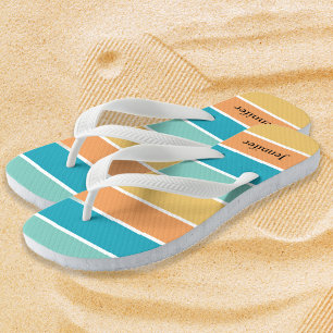 Personalised Tropical Stripes Monogram Flip Flops