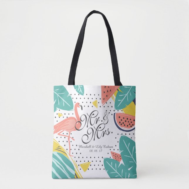 Personalised Tropical Summer Wedding Tote Bag (Front)