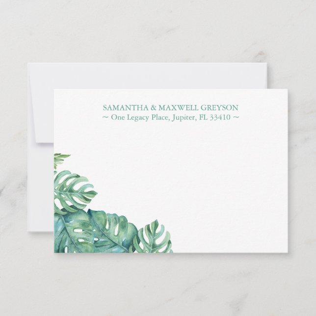 Personalised Tropical Thank You Note Cards (Front)