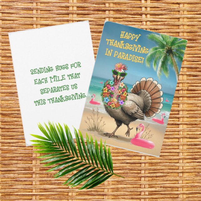 Personalised Tropical Turkey  Card (Personalize text on front and/or back!)