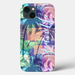 Personalised Tropical Vintage Palm Trees iPhone 13 Case