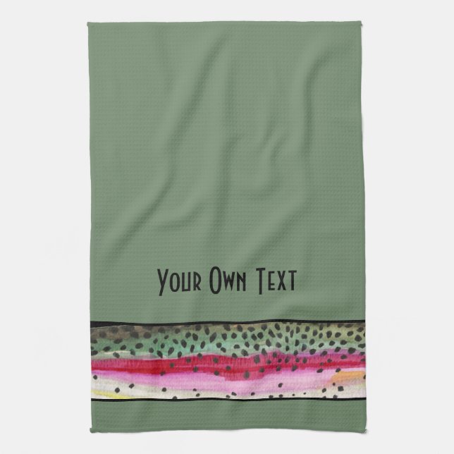 Personalised Trout Angling Fisherman's Tea Towel (Vertical)