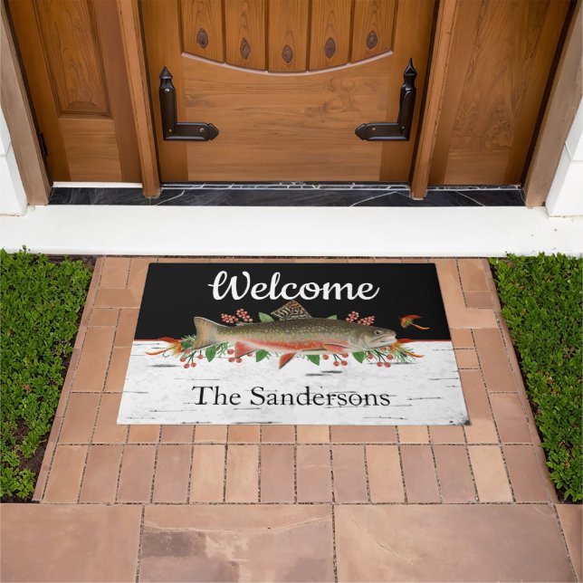 Personalised Trout Fly Fishing Welcome Doormat  (Outdoor)
