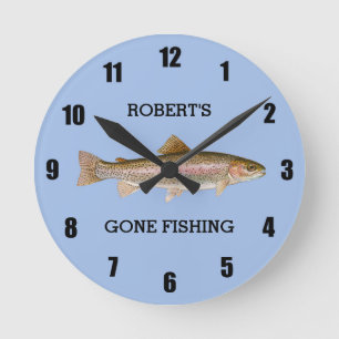 Personalised Trout Gone Fishing Large Clock
