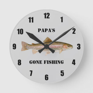 Personalised Trout Gone Fishing Large Clock
