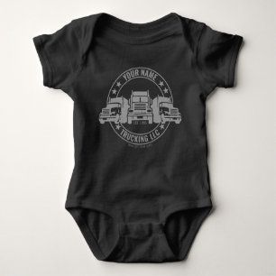 Personalised Trucker Big Rig Semi Truck Trucking  Baby Bodysuit