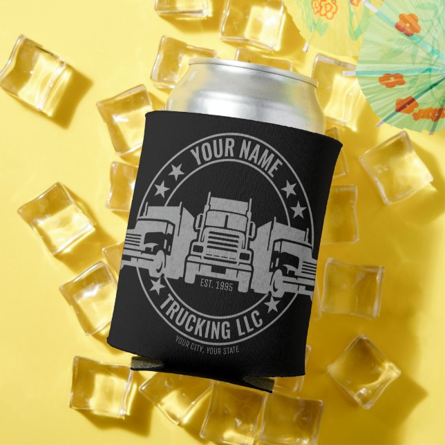 Personalised Trucker Big Rig Semi Truck Trucking  Can Cooler (In Situ Summer)
