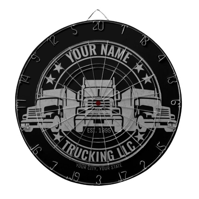 Personalised Trucker Big Rig Semi Truck Trucking Dartboard (Front)