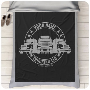 Personalised Trucker Big Rig Semi Truck Trucking  Fleece Blanket