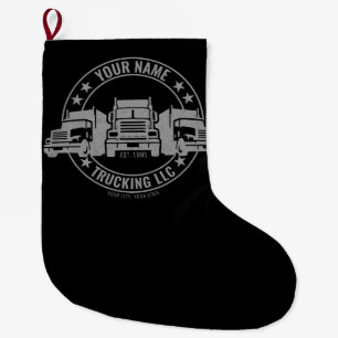 Personalised Trucker Big Rig Semi Truck Trucking Large Christmas Stocking