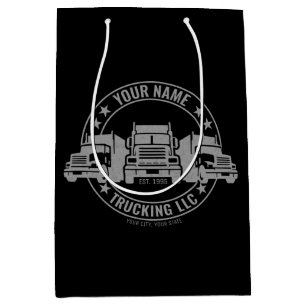 Personalised Trucker Big Rig Semi Truck Trucking  Medium Gift Bag