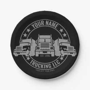 Personalised Trucker Big Rig Semi Truck Trucking  Paper Plate