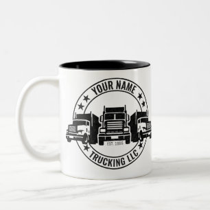 Personalised Trucker Big Rig Semi Truck Trucking  Two-Tone Coffee Mug