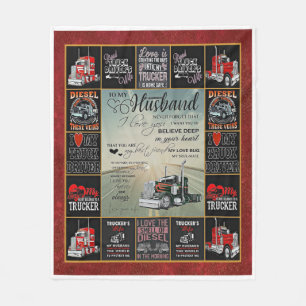 Personalised Trucker Driver To My Husband Fleece Blanket