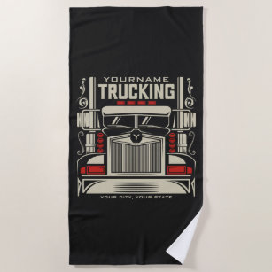 Personalised Trucking 18 Wheeler BIG RIG Trucker  Beach Towel