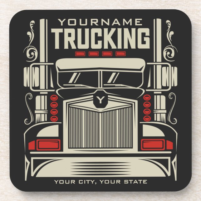 Personalised Trucking 18 Wheeler BIG RIG Trucker Coaster (Front)