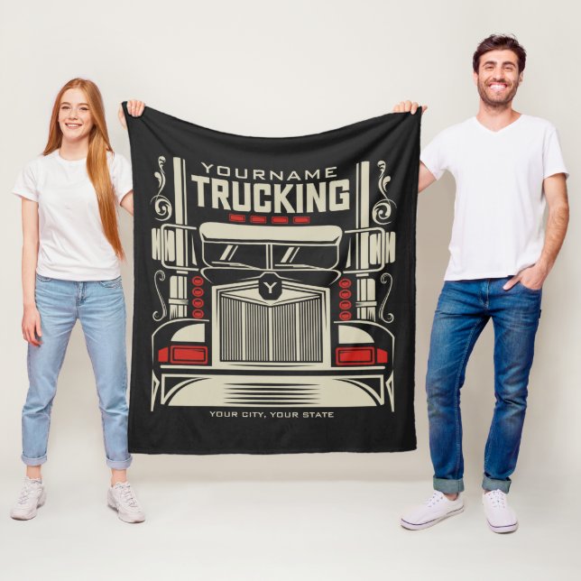 Personalised Trucking 18 Wheeler BIG RIG Trucker  Fleece Blanket (In Situ)
