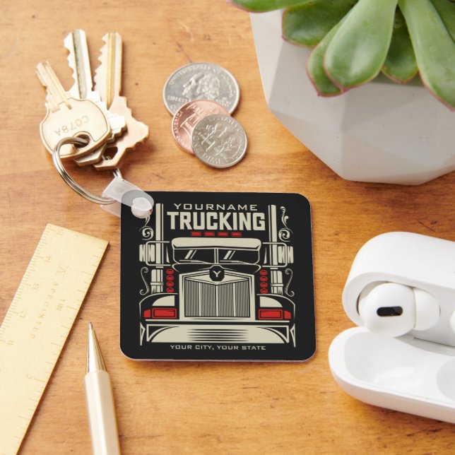 Personalised Trucking 18 Wheeler BIG RIG Trucker  Key Ring (Desk)