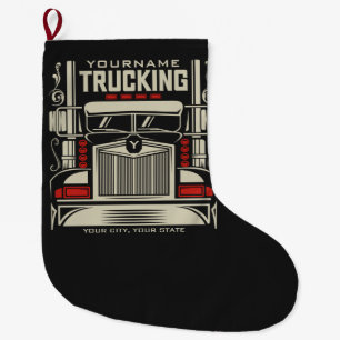 Personalised Trucking 18 Wheeler BIG RIG Trucker  Large Christmas Stocking