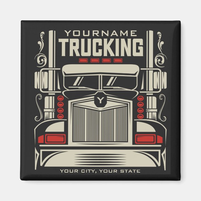Personalised Trucking 18 Wheeler BIG RIG Trucker  Magnet (Front)