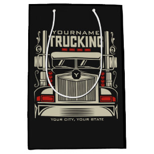 Personalised Trucking 18 Wheeler BIG RIG Trucker Medium Gift Bag