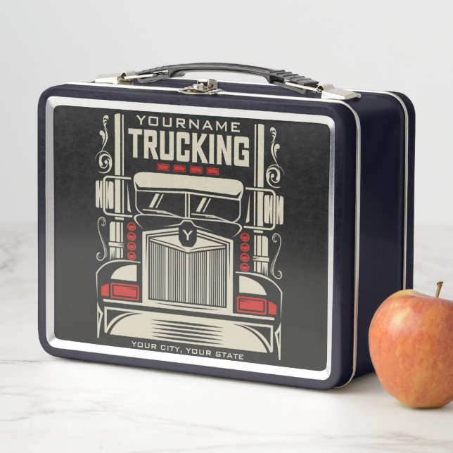 Personalised Trucking 18 Wheeler BIG RIG Trucker  Metal Lunch Box (In Situ)