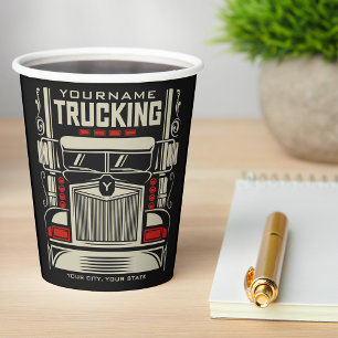 Personalised Trucking 18 Wheeler BIG RIG Trucker Paper Cups