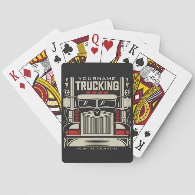 Personalised Trucking 18 Wheeler BIG RIG Trucker  Playing Cards (Back)