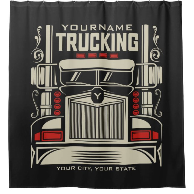 Personalised Trucking 18 Wheeler BIG RIG Trucker  Shower Curtain (Front)