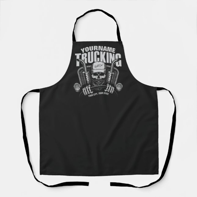 Personalised Trucking Skull Trucker Big Rig Truck Apron (Front)
