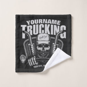 Personalised Trucking Skull Trucker Big Rig Truck  Bath Towel Set