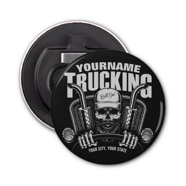Personalised Trucking Skull Trucker Big Rig Truck  Bottle Opener (Front)
