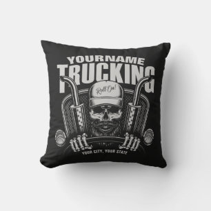 Personalised Trucking Skull Trucker Big Rig Truck Cushion