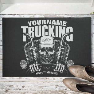 Personalised Trucking Skull Trucker Big Rig Truck  Doormat
