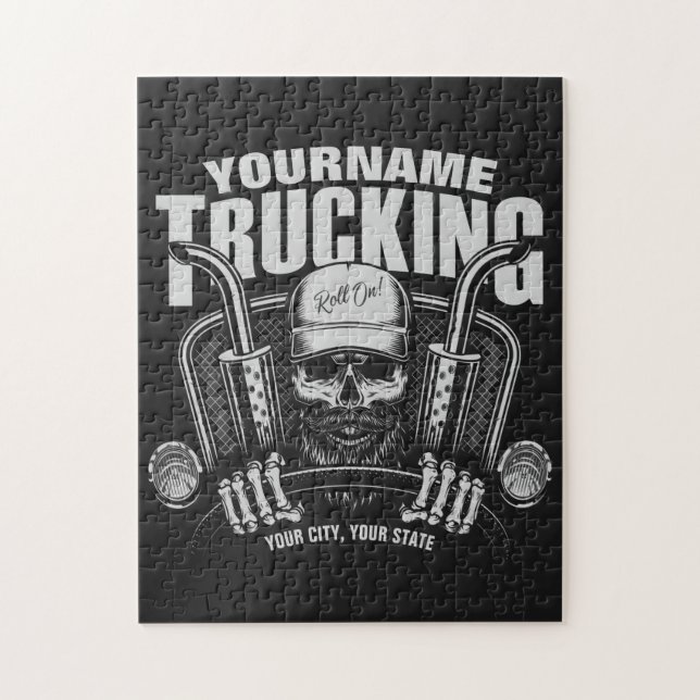 Personalised Trucking Skull Trucker Big Rig Truck  Jigsaw Puzzle (Vertical)