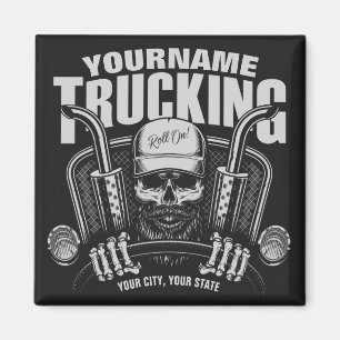 Personalised Trucking Skull Trucker Big Rig Truck Magnet