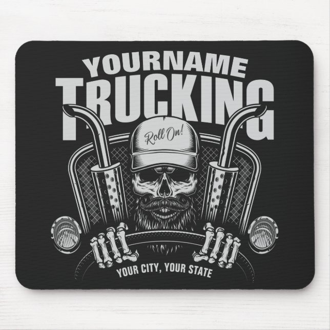 Personalised Trucking Skull Trucker Big Rig Truck Mouse Mat (Front)
