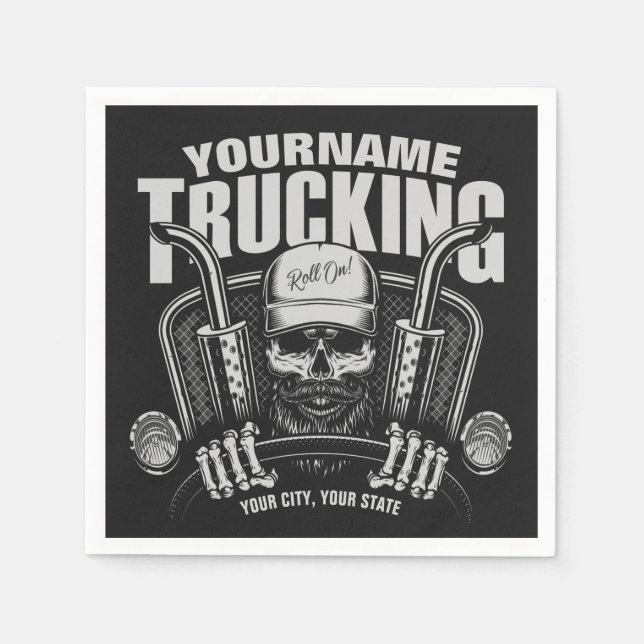 Personalised Trucking Skull Trucker Big Rig Truck  Napkin (Front)