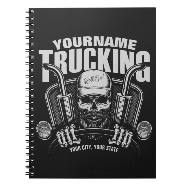 Personalised Trucking Skull Trucker Big Rig Truck  Notebook (Front)