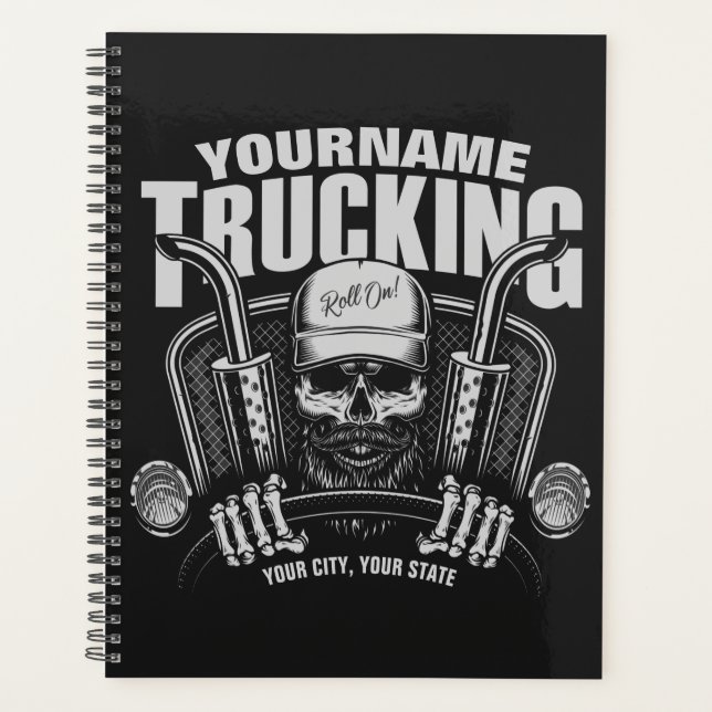 Personalised Trucking Skull Trucker Big Rig Truck Planner (Front)