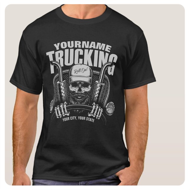 Personalised Trucking Skull Trucker Big Rig Truck  T-Shirt (Creator Uploaded)